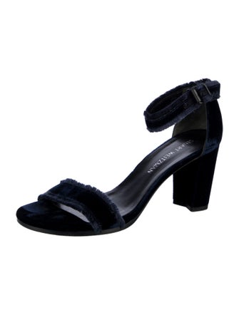 Stuart Weitzman Velvet Fringe Trim Accent Sandals