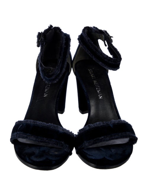 Stuart Weitzman Velvet Fringe Trim Accent Sandals