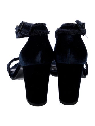 Stuart Weitzman Velvet Fringe Trim Accent Sandals