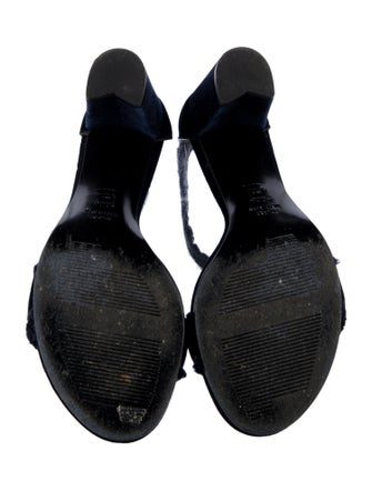 Stuart Weitzman Velvet Fringe Trim Accent Sandals