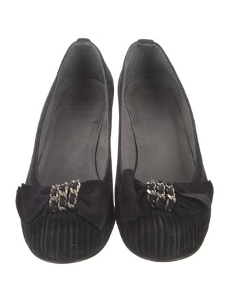 Stuart Weitzman Suede Chain-Link Accents Loafers
