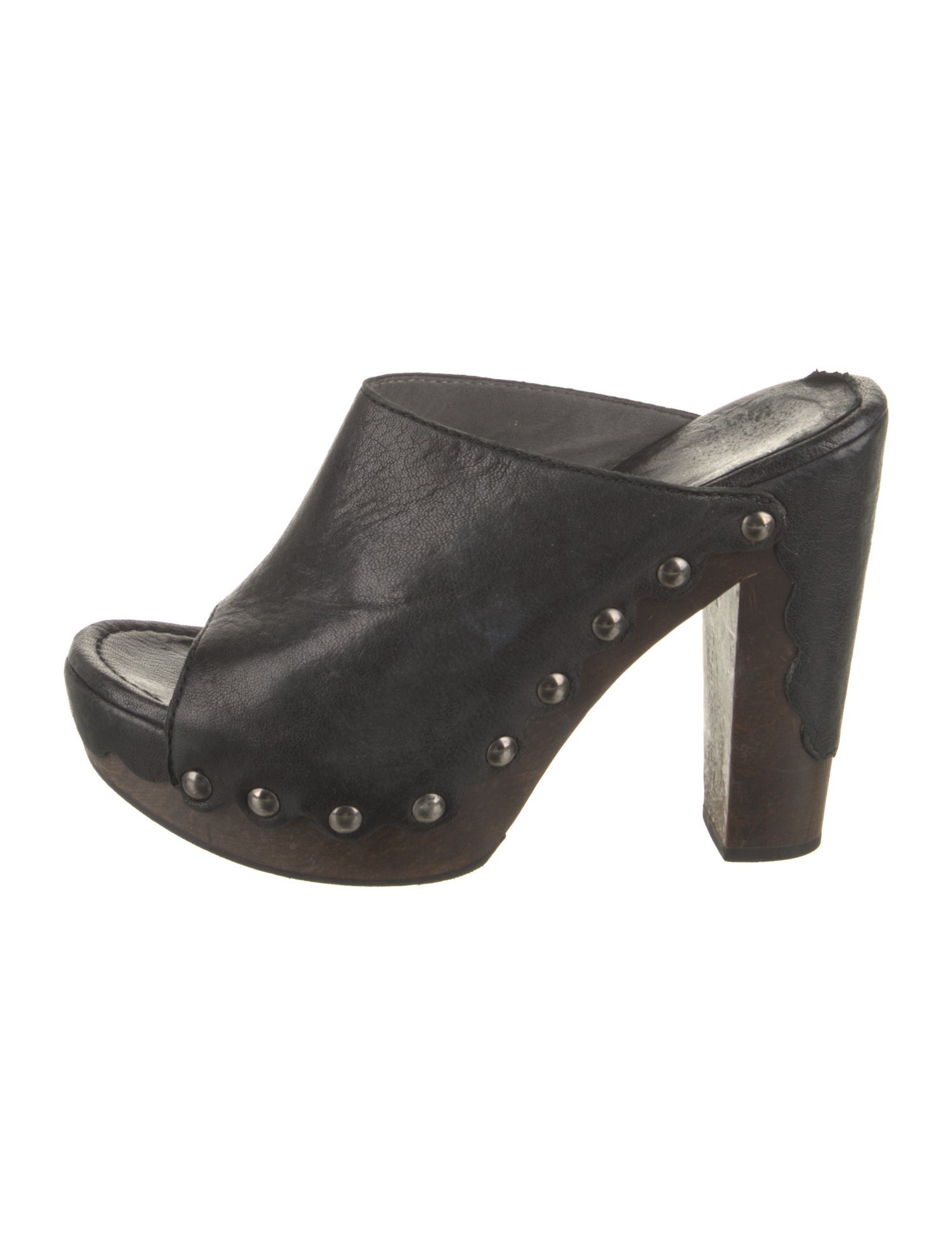 Stuart Weitzman Leather Studded Accents Slides