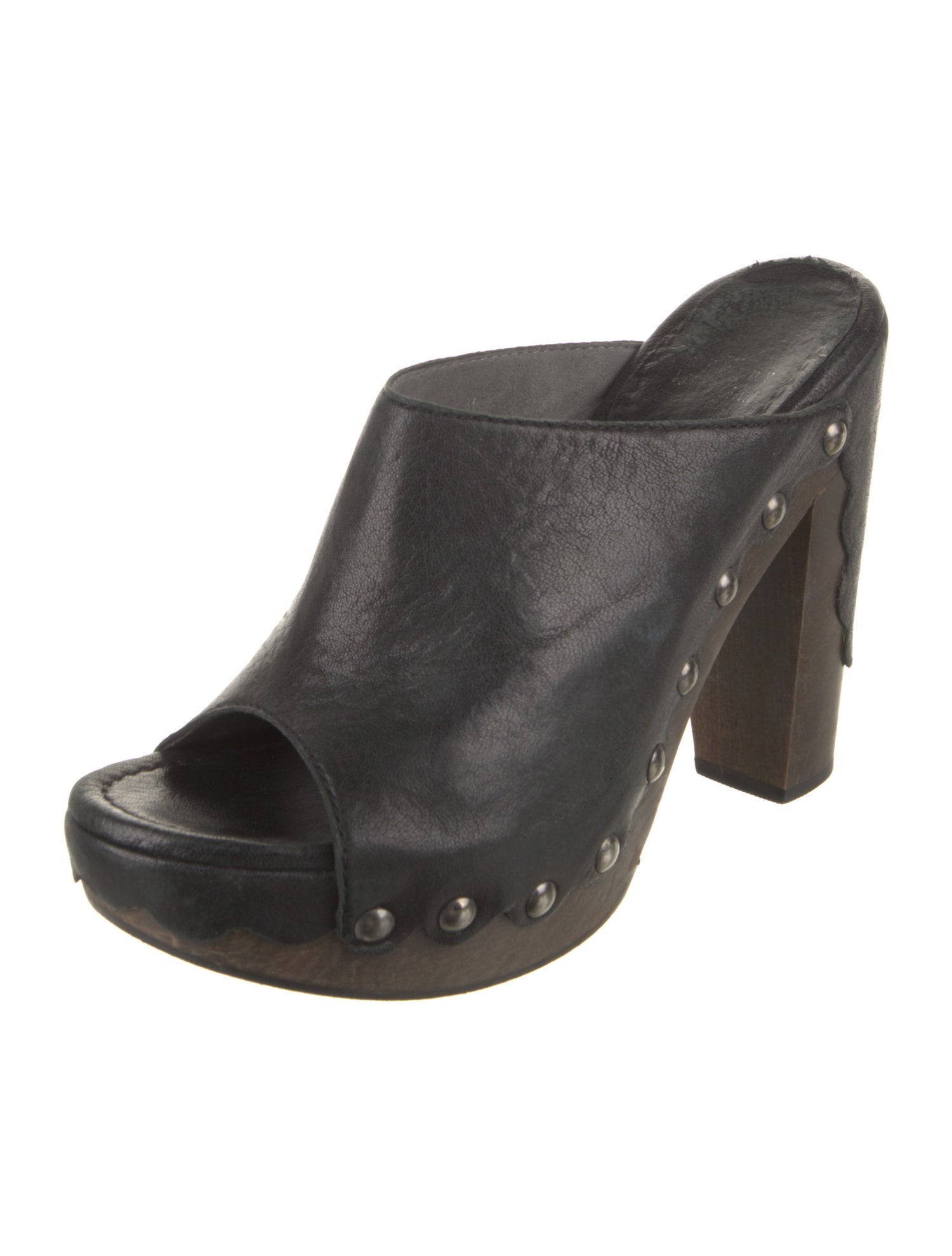 Stuart Weitzman Leather Studded Accents Slides