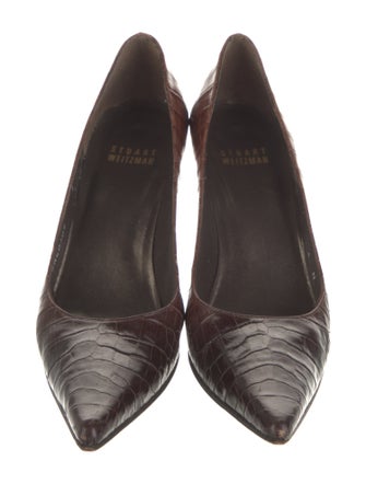 Stuart Weitzman Embossed Leather Animal Print Pumps