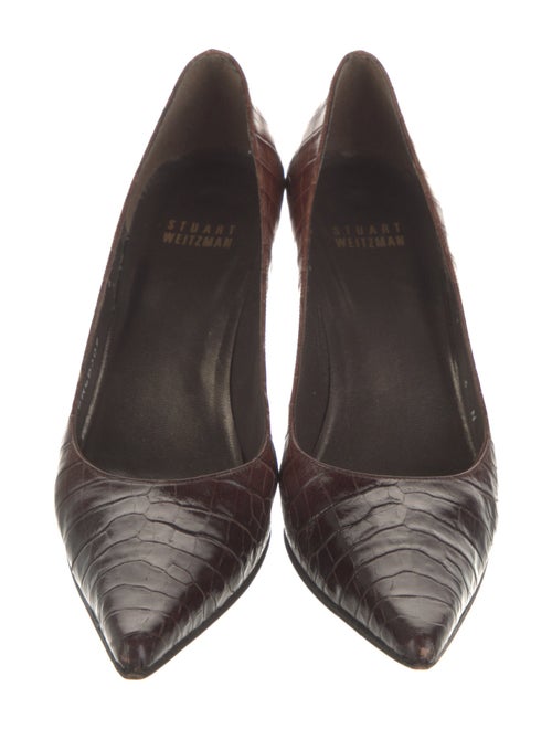 Stuart Weitzman Embossed Leather Animal Print Pumps