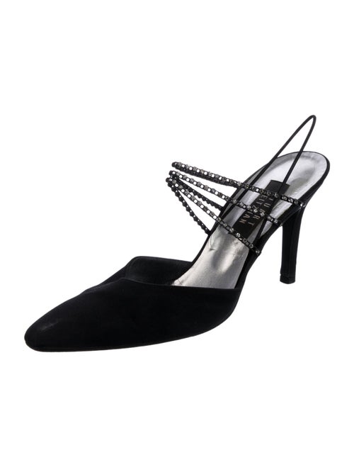 Stuart Weitzman Canvas Crystal Embellishments Slingback Pumps