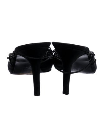 Stuart Weitzman Canvas Crystal Embellishments Slingback Pumps