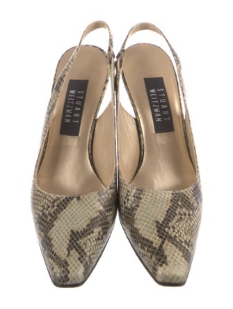 Stuart Weitzman Embossed Leather Animal Print Slingback Pumps
