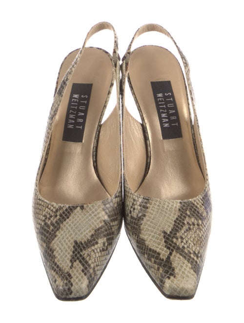 Stuart Weitzman Embossed Leather Animal Print Slingback Pumps