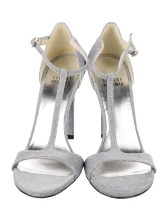 Stuart Weitzman Glitter Accents T-Strap Sandals