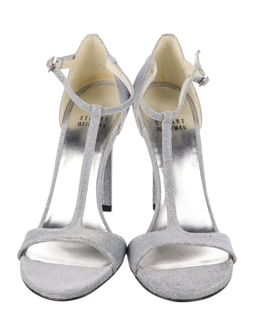 Stuart Weitzman Glitter Accents T-Strap Sandals
