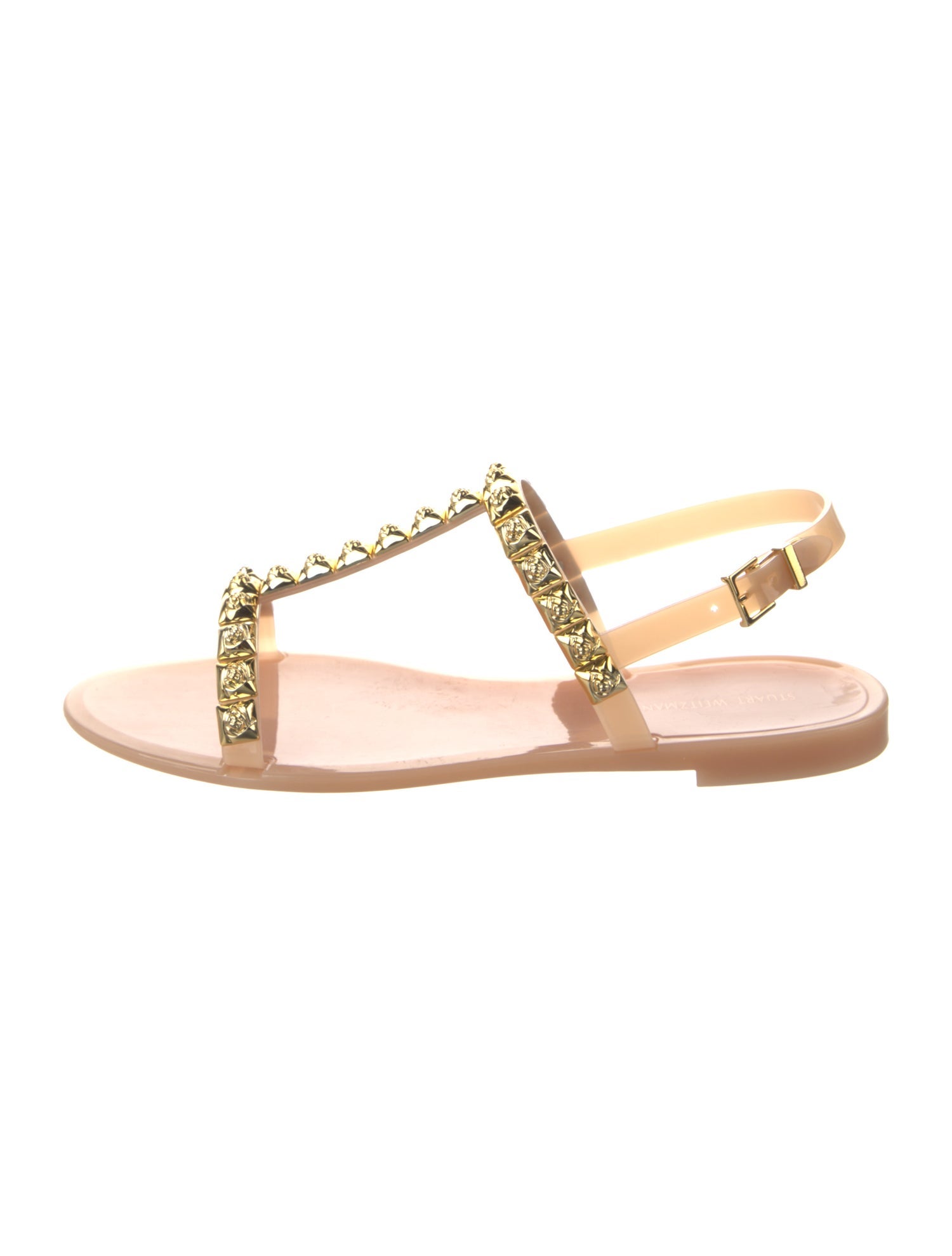 Stuart Weitzman Rubber Studded Accents T-Strap Sandals