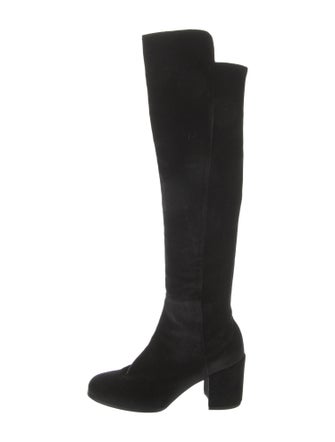 Stuart Weitzman Suede Leather Trim Embellishment Boots
