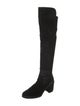 Stuart Weitzman Suede Leather Trim Embellishment Boots