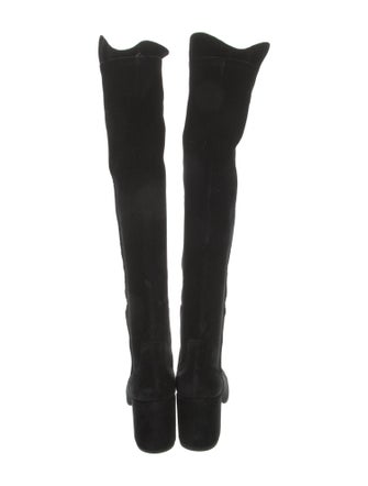 Stuart Weitzman Suede Leather Trim Embellishment Boots