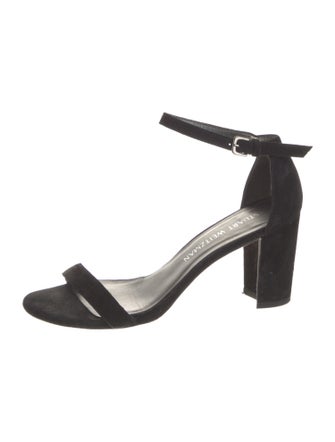Stuart Weitzman Suede Leather Trim Embellishment Sandals
