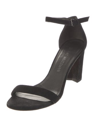 Stuart Weitzman Suede Leather Trim Embellishment Sandals