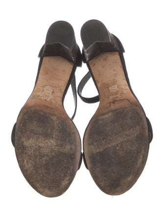 Stuart Weitzman Suede Leather Trim Embellishment Sandals