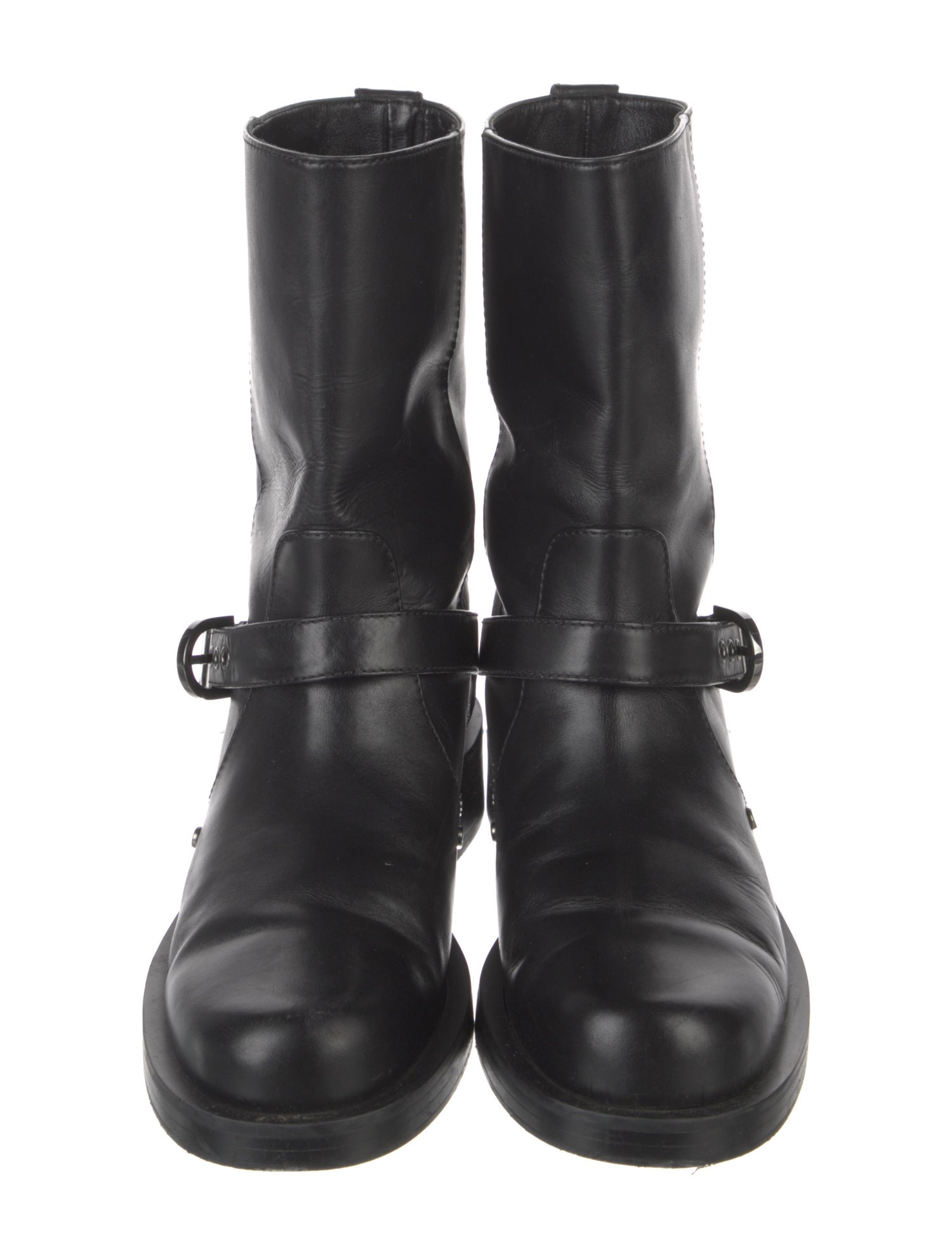Stuart Weitzman Faux Pearl Accents Leather Moto Boots