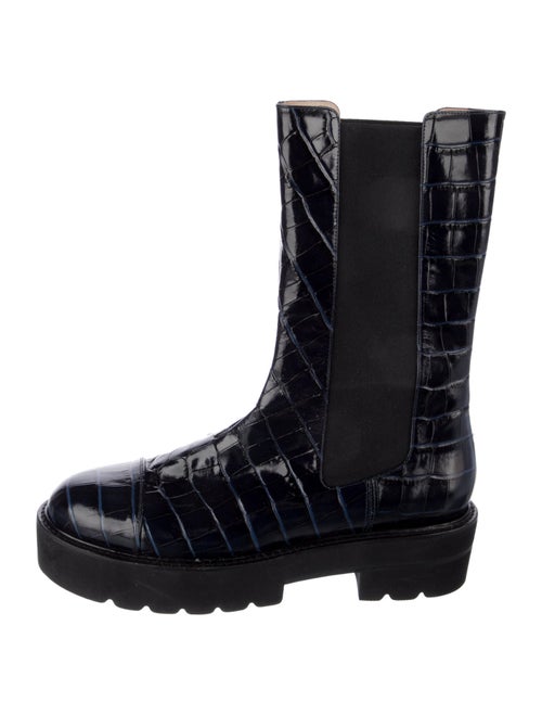 Stuart Weitzman Embossed Leather Combat Boots