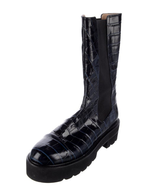 Stuart Weitzman Embossed Leather Combat Boots