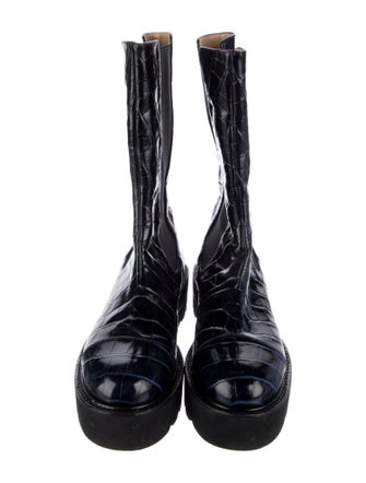 Stuart Weitzman Embossed Leather Combat Boots