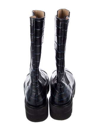 Stuart Weitzman Embossed Leather Combat Boots