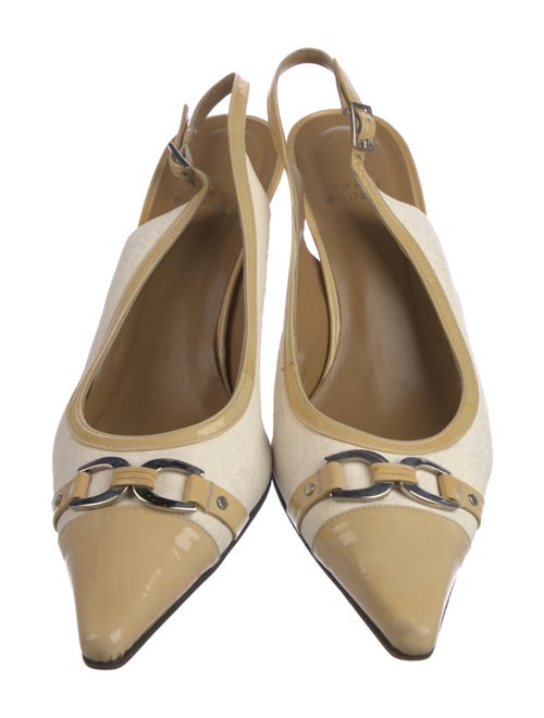 Stuart Weitzman Leather Colorblock Pattern Slingback Pumps
