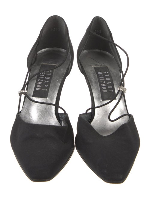 Stuart Weitzman Nylon Crystal Embellishments T-Strap Pumps