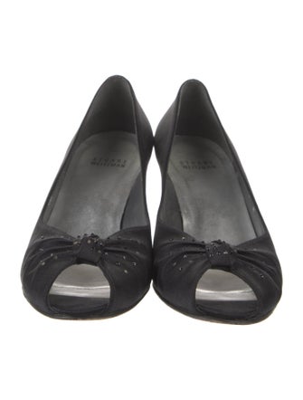 Stuart Weitzman Satin Crystal Embellishments Pumps