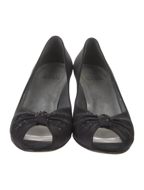 Stuart Weitzman Satin Crystal Embellishments Pumps