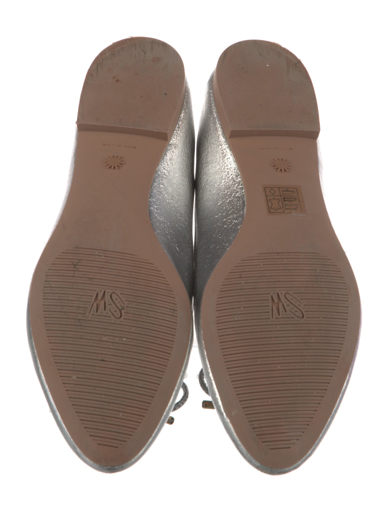 Stuart Weitzman Leather Bow Accents Ballet Flats
