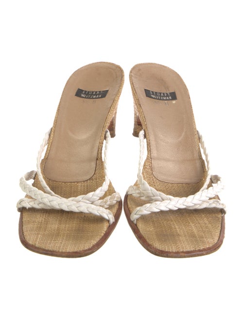 Stuart Weitzman Leather Braided Accents Slides
