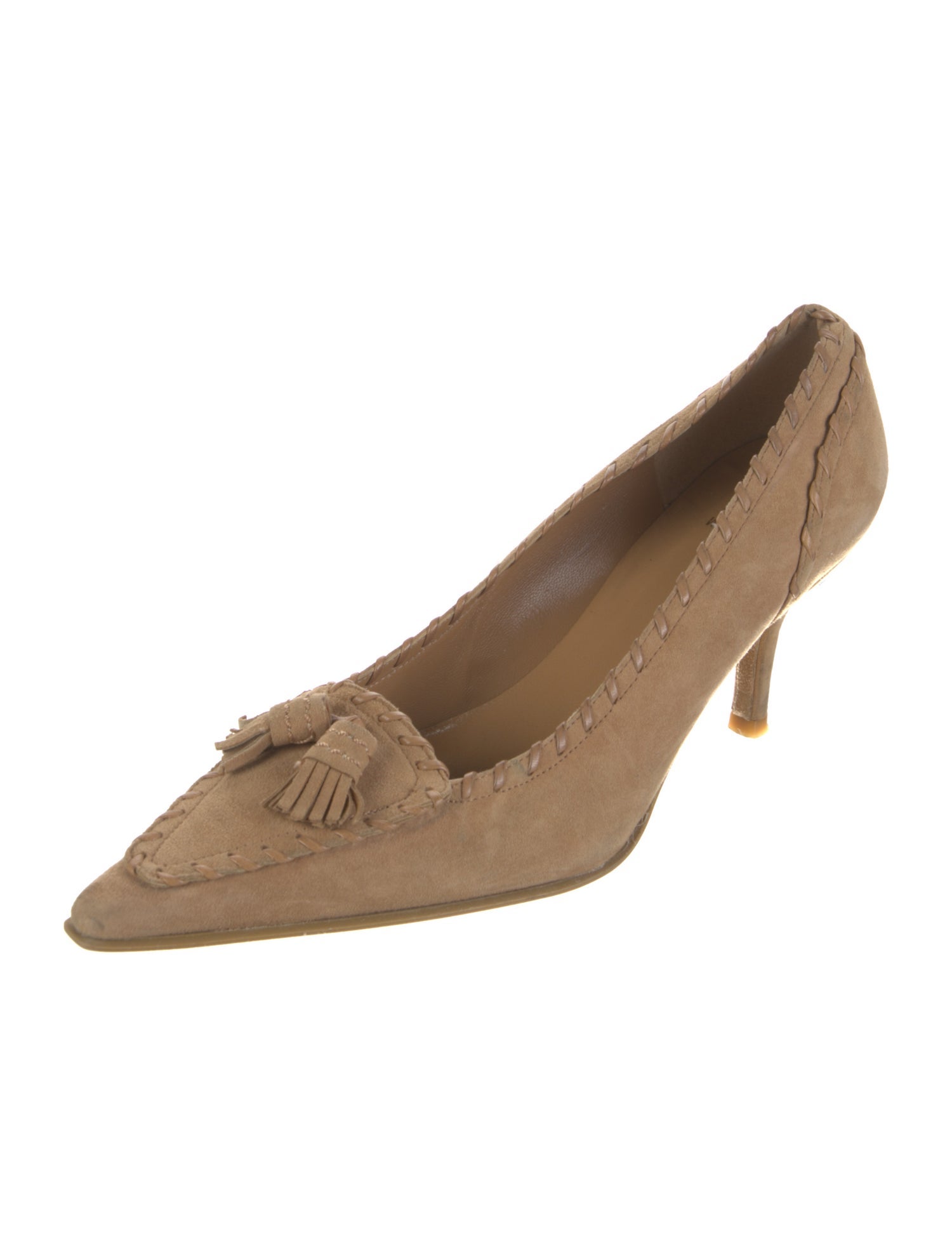 Stuart Weitzman Suede Whipstitch Trim Pumps
