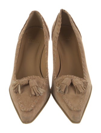 Stuart Weitzman Suede Whipstitch Trim Pumps