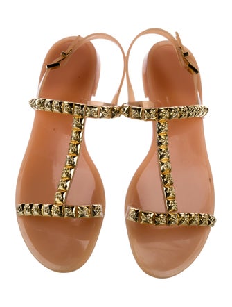 Stuart Weitzman Rubber Studded Accents T-Strap Sandals