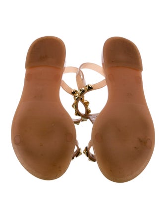 Stuart Weitzman Rubber Studded Accents T-Strap Sandals