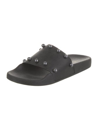 Stuart Weitzman Leather Studded Accents Slides