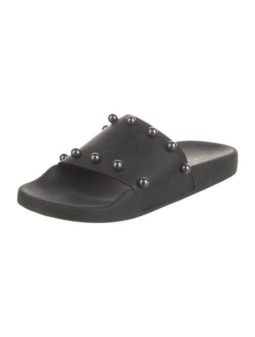 Stuart Weitzman Leather Studded Accents Slides
