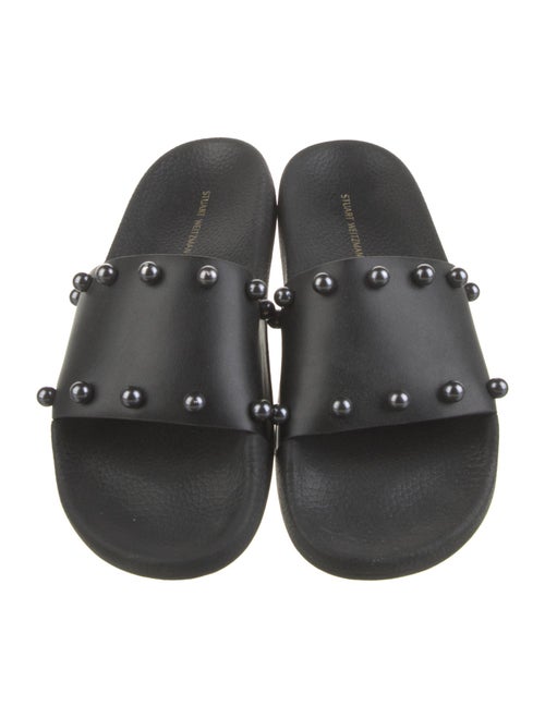 Stuart Weitzman Leather Studded Accents Slides