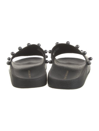 Stuart Weitzman Leather Studded Accents Slides