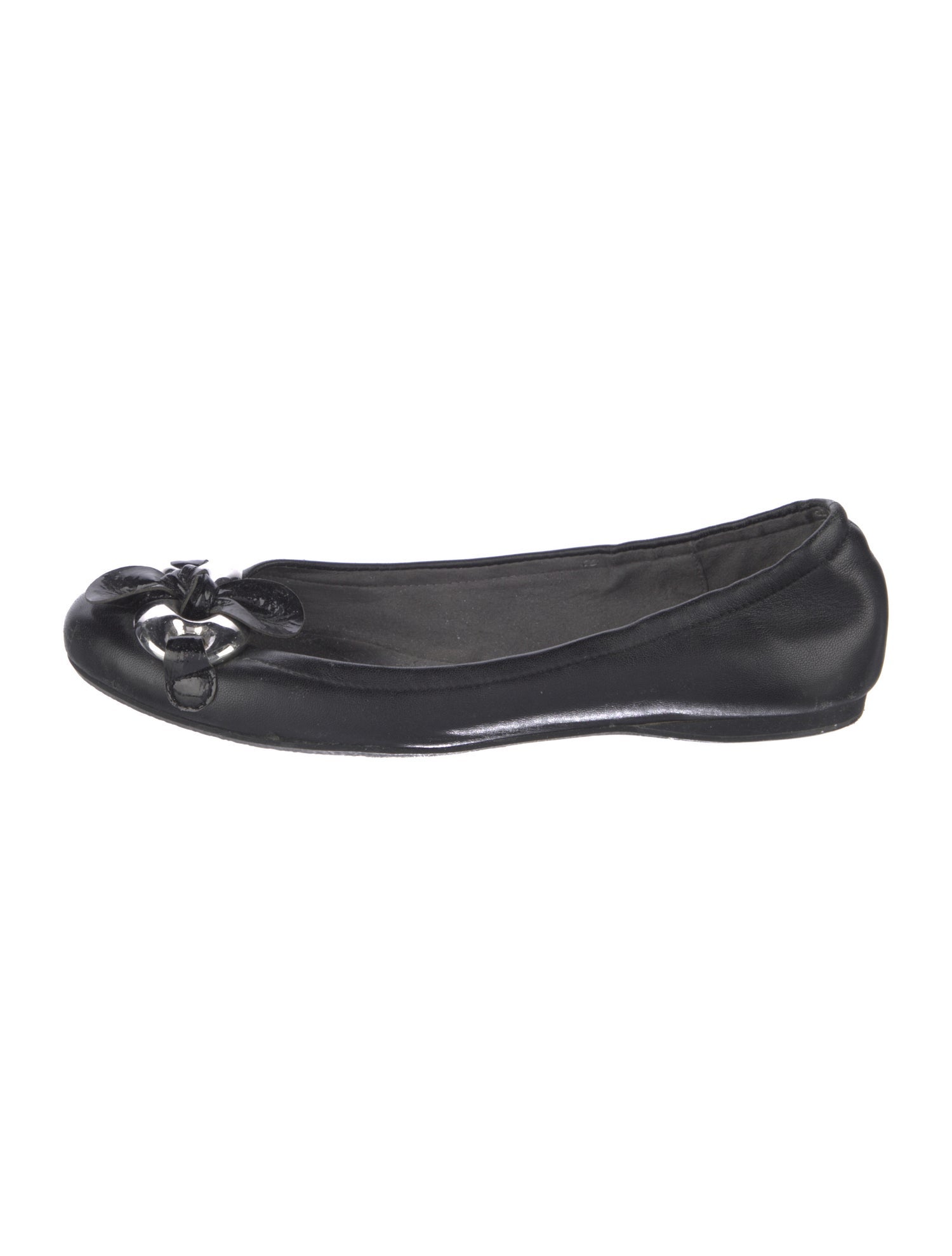 Stuart Weitzman Leather Bow Accents Flats