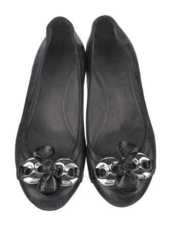 Stuart Weitzman Leather Bow Accents Flats
