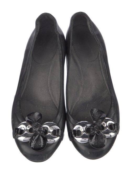 Stuart Weitzman Leather Bow Accents Flats
