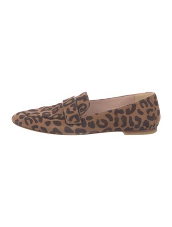 Stuart Weitzman Suede Animal Print Loafers