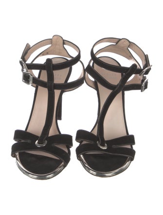 Stuart Weitzman Suede T-Strap Sandals