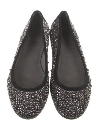 Stuart Weitzman Suede Studded Accents Flats