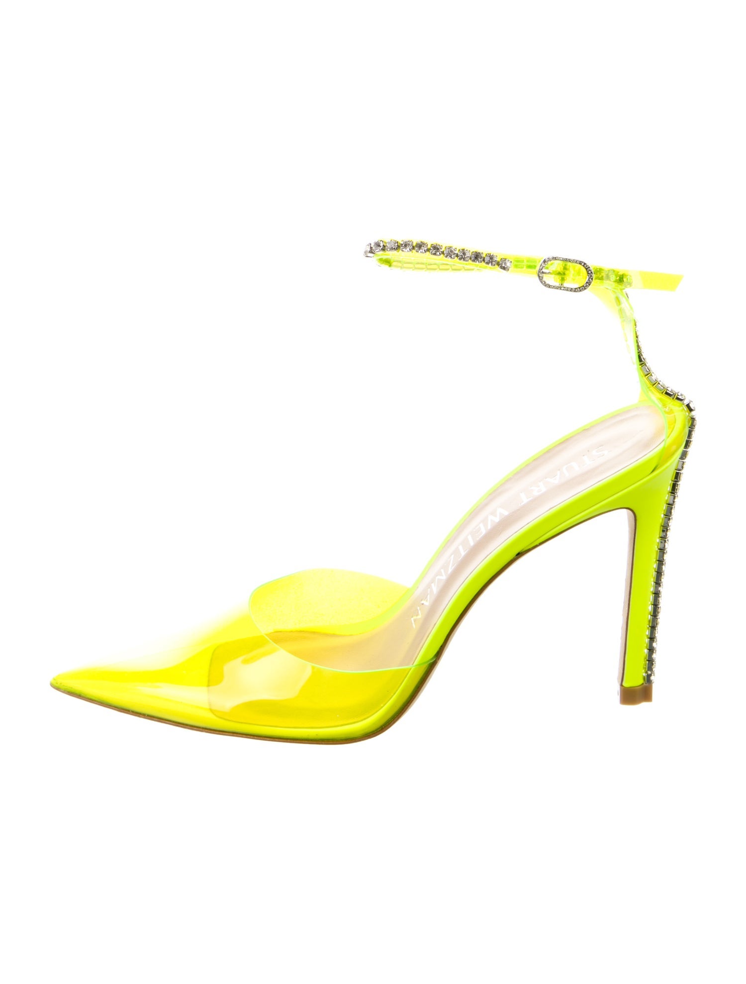 Stuart Weitzman PVC Crystal Embellishments Slingback Pumps