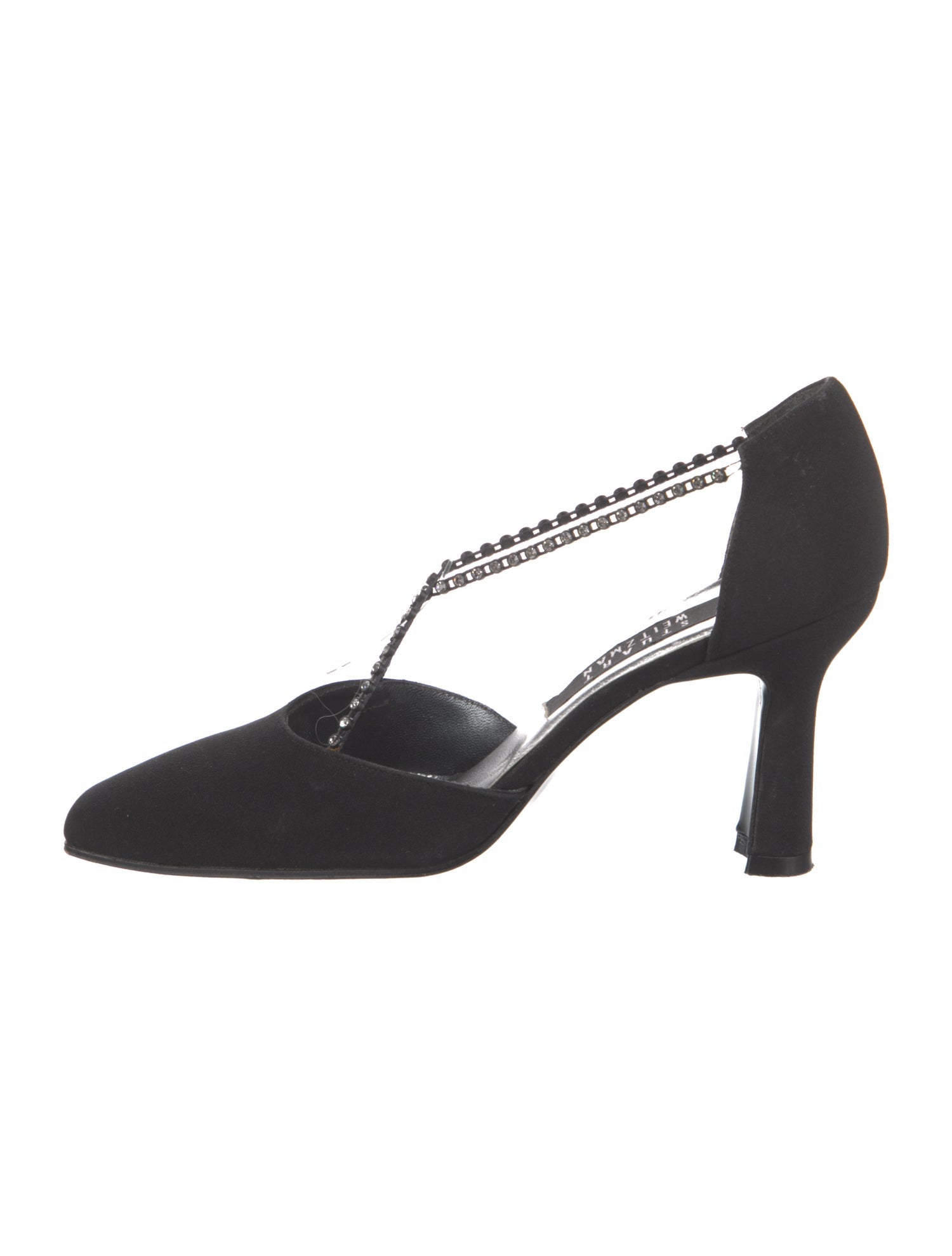 Stuart Weitzman Crystal Embellishments T-Strap Pumps