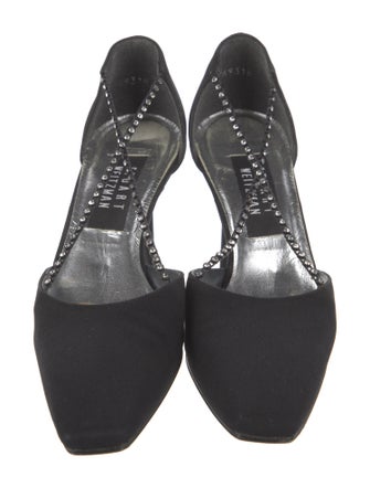 Stuart Weitzman Crystal Embellishments T-Strap Pumps